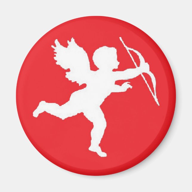 Imã Magnet White Cupid Em Vermelho (Frente)