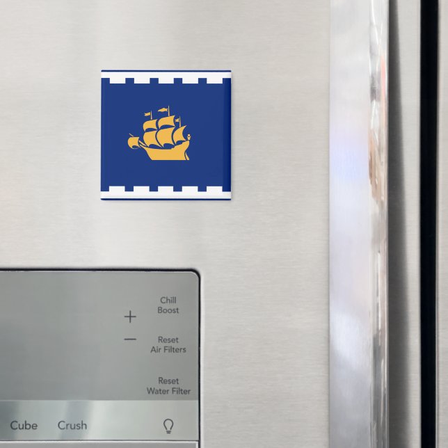 Imã Magnet with Flag of Quebec City, Canada (In Situ (Fridge))