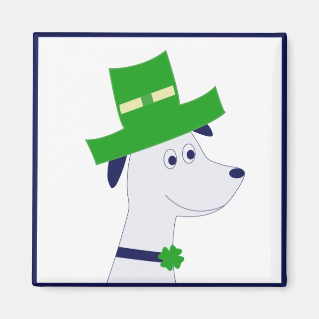 Imã Magnet with St. Patrick's Day dog and clover (Frente)