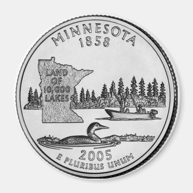 Imã Magneta 2005 no Minnesota State Quarter (Frente)