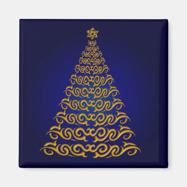 Imã Magneta azul de Natal Elegante (Frente)