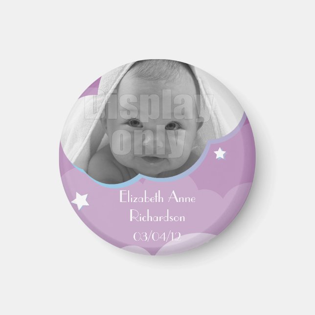 Imã Magneta bebê personalizável e roxa (Frente)