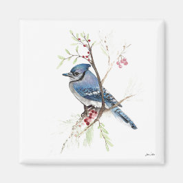 Imã Magneta Blue Jay Bird Watercolor