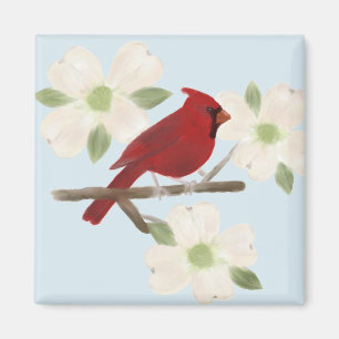 Imã Magneta Cardinho e Dogwood Watercolor