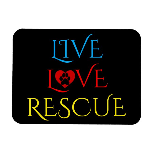 Ímã Magneta Colorida de Adoção Pet Rescution Live Love (Horizontal)