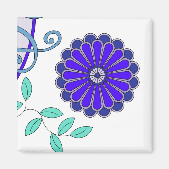 Imã Magneta com arte floral (Frente)