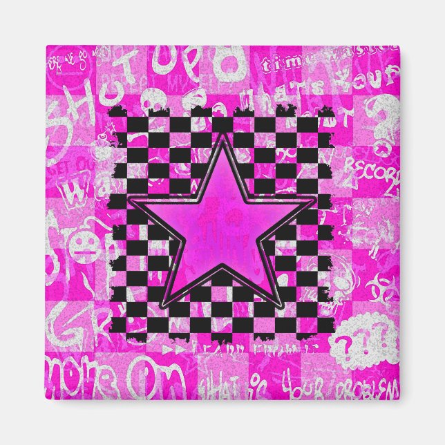Imã Magneta cor-de-rosa de Grafite estrelado (Frente)