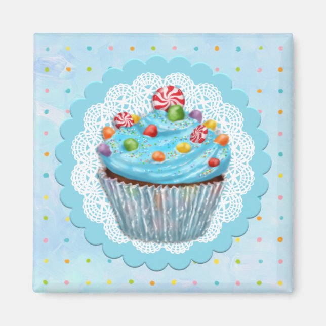 Imã Magneta Cupcake azul (Frente)