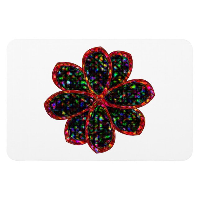 Ímã Magneta da Flor Negra e Vermelha (Horizontal)