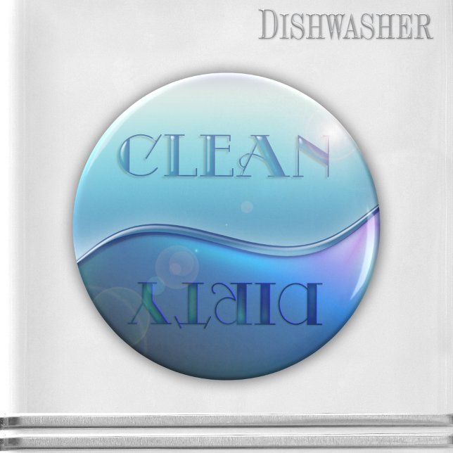 Imã Magneta da lavadora de sabão sujo (Clean-dirty dishwasher magnet in soap style with blue, lavender and green soap colors and shine)