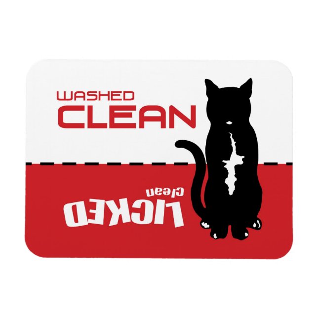 Ímã Magneta da máquina de lavar louça de gato preto -  (Horizontal)
