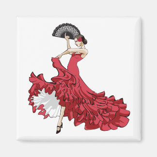Imã Magneta Dançarina de Flamenco em Vestido Vermelho