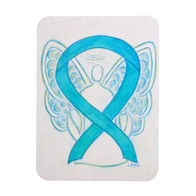 Ímã Magneta de Arte Anjo para Sensibilização Azul Turq (Vertical)