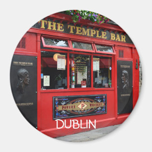 Imã Magneta de Bar circular vermelha com texto Dublin