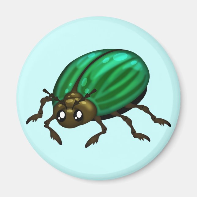 Imã Magneta de besouro verde com fundo personalizável (Frente)