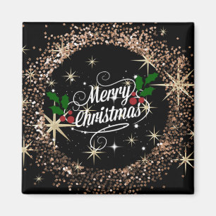 Imã Magneta de bronze e preto-e-bronze de Natal feliz