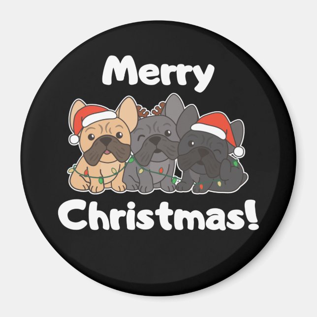 Imã Magneta de Cães-de-Natal de Bulldog Francês (Frente)