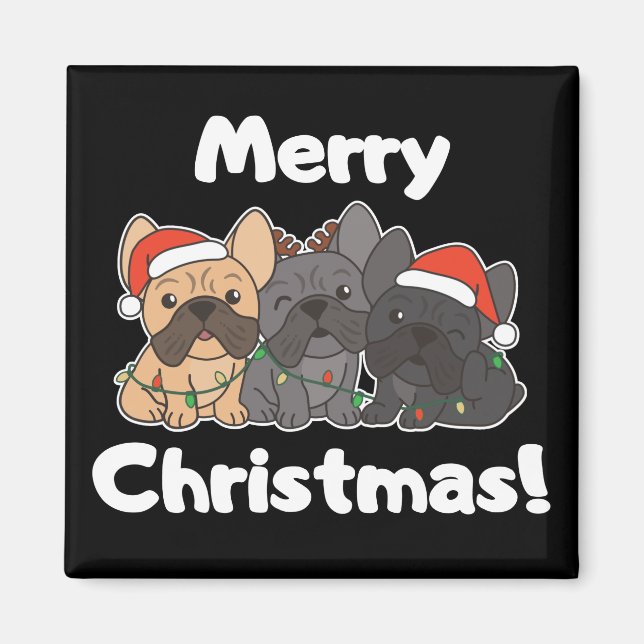 Imã Magneta de Cães-de-Natal de Bulldog Francês (Frente)