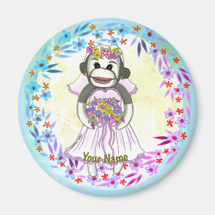 Imã Magneta de casamento da Sock Monkey Bride