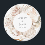 Imã Magneta de casamento de jardim floral personalizad<br><div class="desc">Magneta de casamento de jardim floral personalizado bege</div>