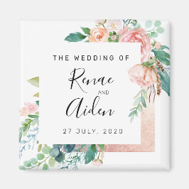 Imã Magneta de casamento floral elegante, casamento