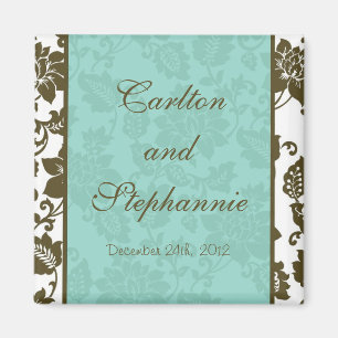 Imã Magneta de Casamento tema damasco Floral Castanho/