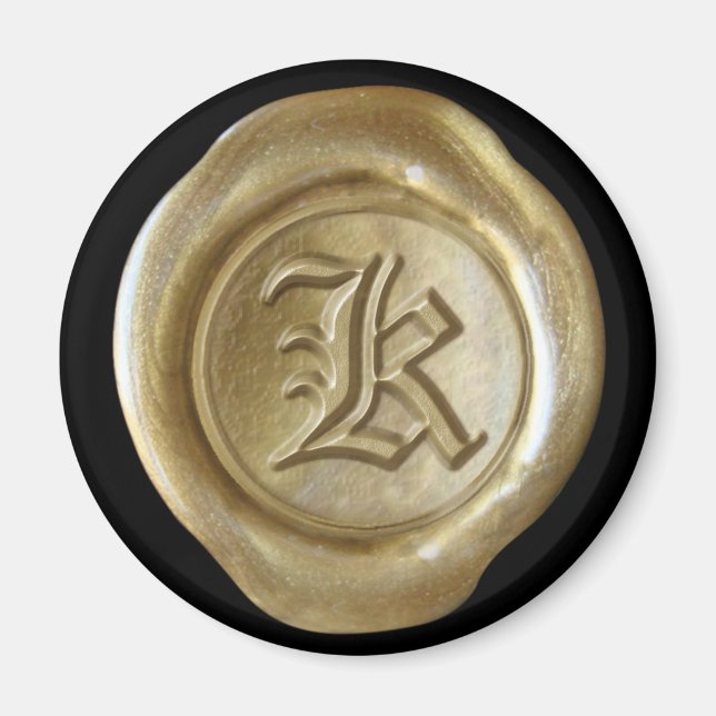 Imã Magneta de cera monograma - Dourado - Inglês antig (Frente)