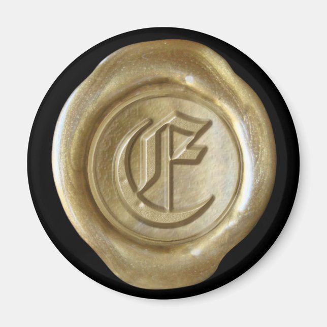 Imã Magneta de cera monograma - Dourado - Inglês antig (Frente)