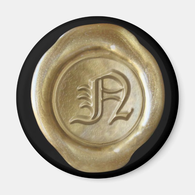 Imã Magneta de cera monograma - Dourado - Inglês antig (Frente)