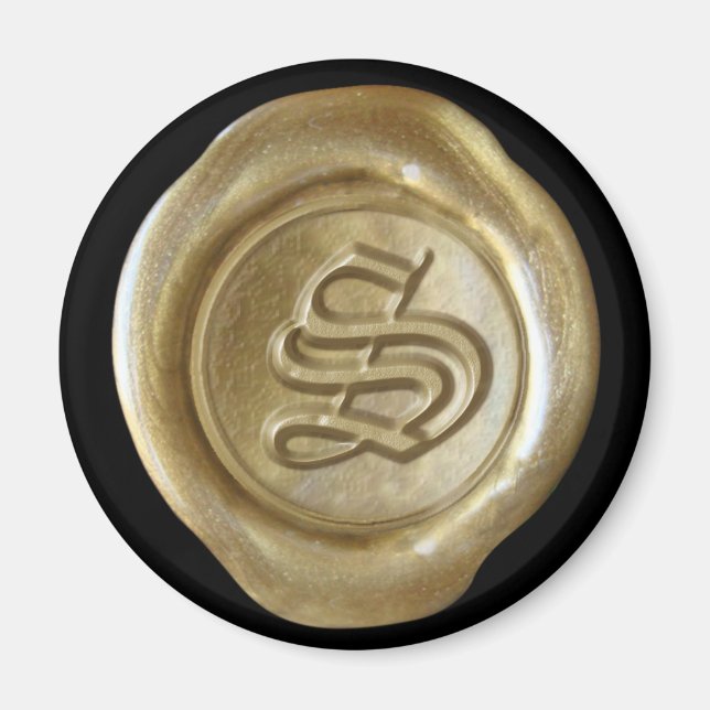 Imã Magneta de cera monograma - Dourado - Inglês antig (Frente)