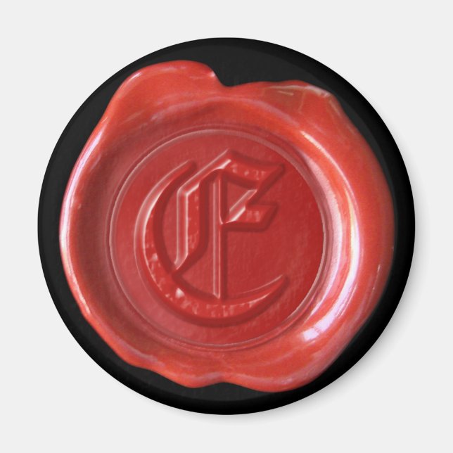 Imã Magneta de cera monograma - Vermelho - Antigo Ingl (Frente)
