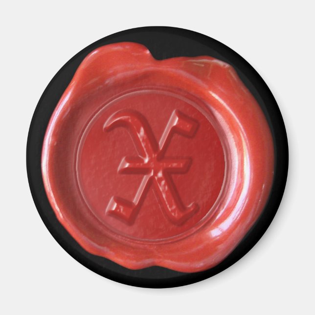 Imã Magneta de cera monograma - Vermelho - Antigo Ingl (Frente)