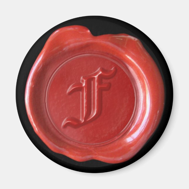 Imã Magneta de cera monograma - Vermelho - Antigo Ingl (Frente)
