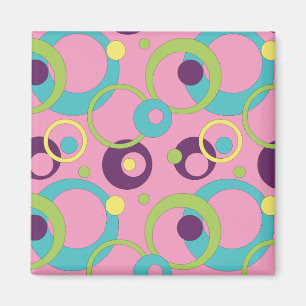 Imã Magneta de Círculos Rosa Funky