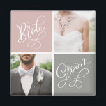 Imã Magneta de Colagem de Fotos para Casamento de Noiv<br><div class="desc">Capture e mostre seus momentos especiais com este ímã de casamento personalizável. Adicione suas fotos favoritas do dia do seu casamento a esta noiva de duas fotos e colagem de noivos. Outras cores estão disponíveis.</div>