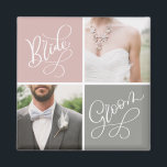Imã Magneta de Colagem de Fotos para Casamento de Noiv<br><div class="desc">Capture e mostre seus momentos especiais com este ímã de casamento personalizável. Adicione suas fotos favoritas do dia do seu casamento a esta noiva de duas fotos e colagem de noivos. Outras cores estão disponíveis.</div>