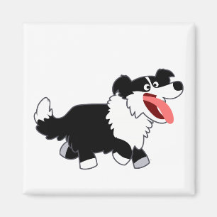 Imã Magneta de Collie da Fronteira de Cartoon Feliz