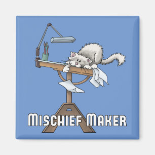 Imã Magneta de Criador Malicioso de Gato Branco