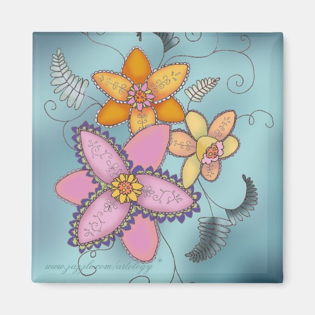 Imã Magneta de Daffodils Coloridos (Frente)