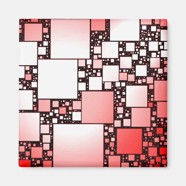 Imã Magneta de dança ao quadrado vermelho e branco (Frente)