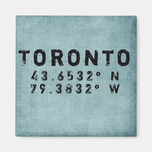 Imã Magneta de Denim, Latitude Longitude, Toronto