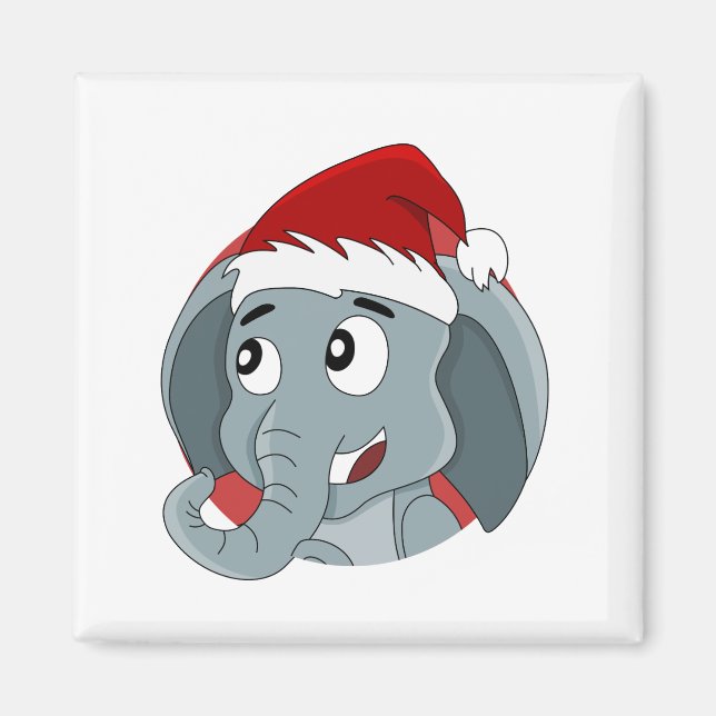 Imã Magneta de desenho animado de elefante de Natal (Frente)