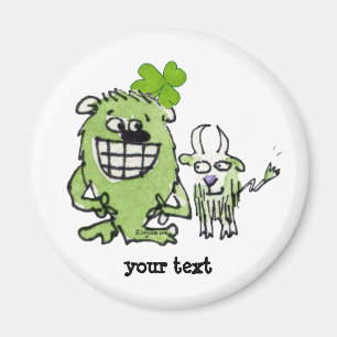 Imã Magneta de desenho de Shamrock do Monstro Verde