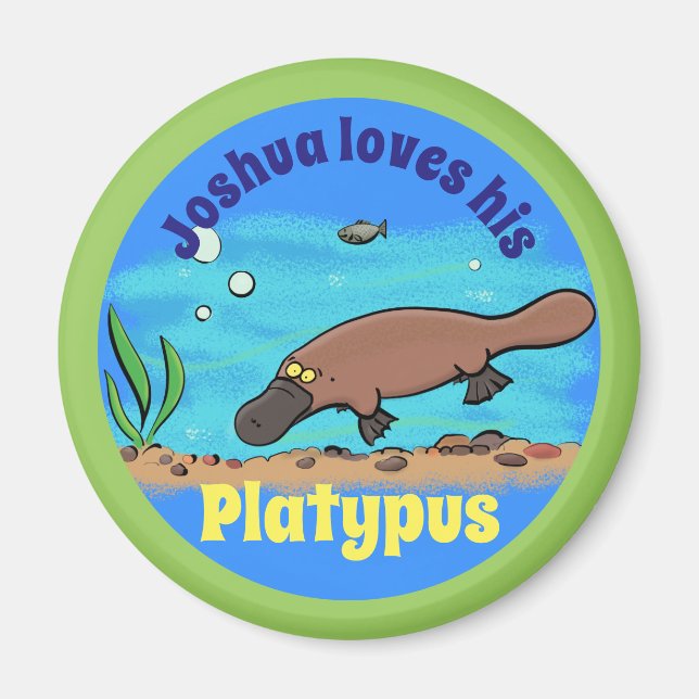 Imã Magneta de design de cartoon de platypus (Frente)