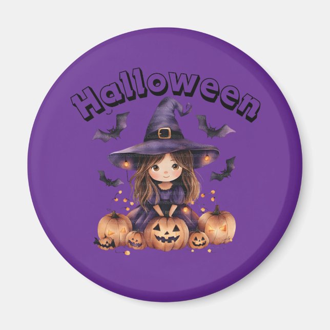 Imã Magneta de Diversão de Bruxas Halloween (Frente)