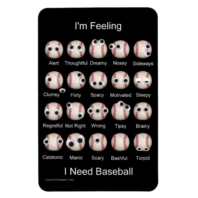 Ímã Magneta de Emoções de Baseball (Vertical)