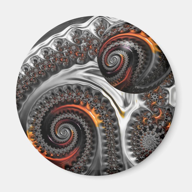 Imã Magneta de Esfera de Mandelbrot e Laranja (Frente)