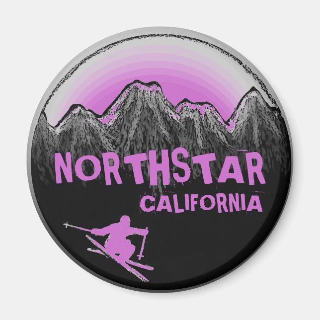 Imã Magneta de esquiador de tema roxo da Northstar Cal (Frente)