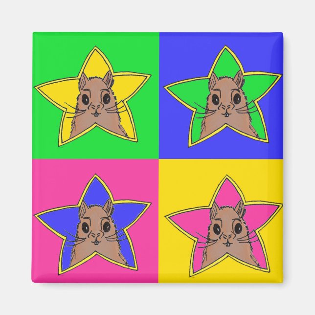 Imã Magneta de esquilo 4 cores | Desenho De Animais Or (Frente)