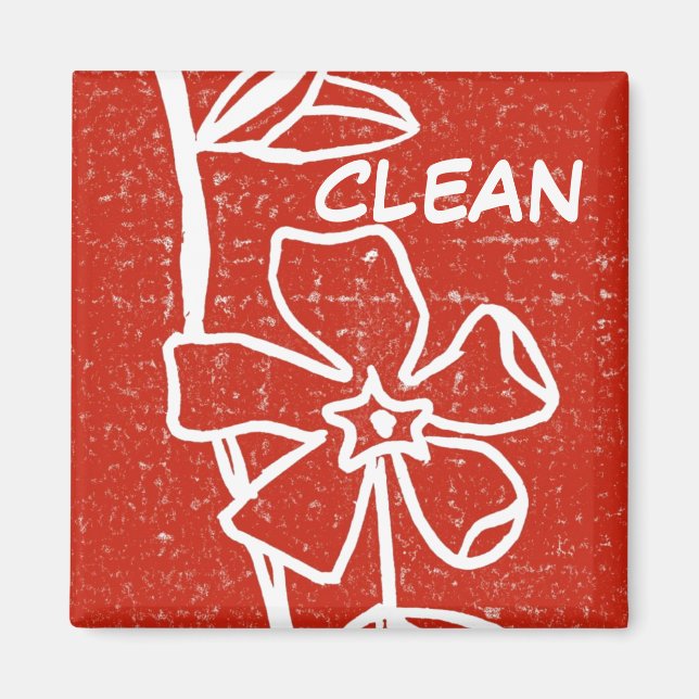 Imã Magneta de estado da lavadora de louça limpa "Red  (Frente)